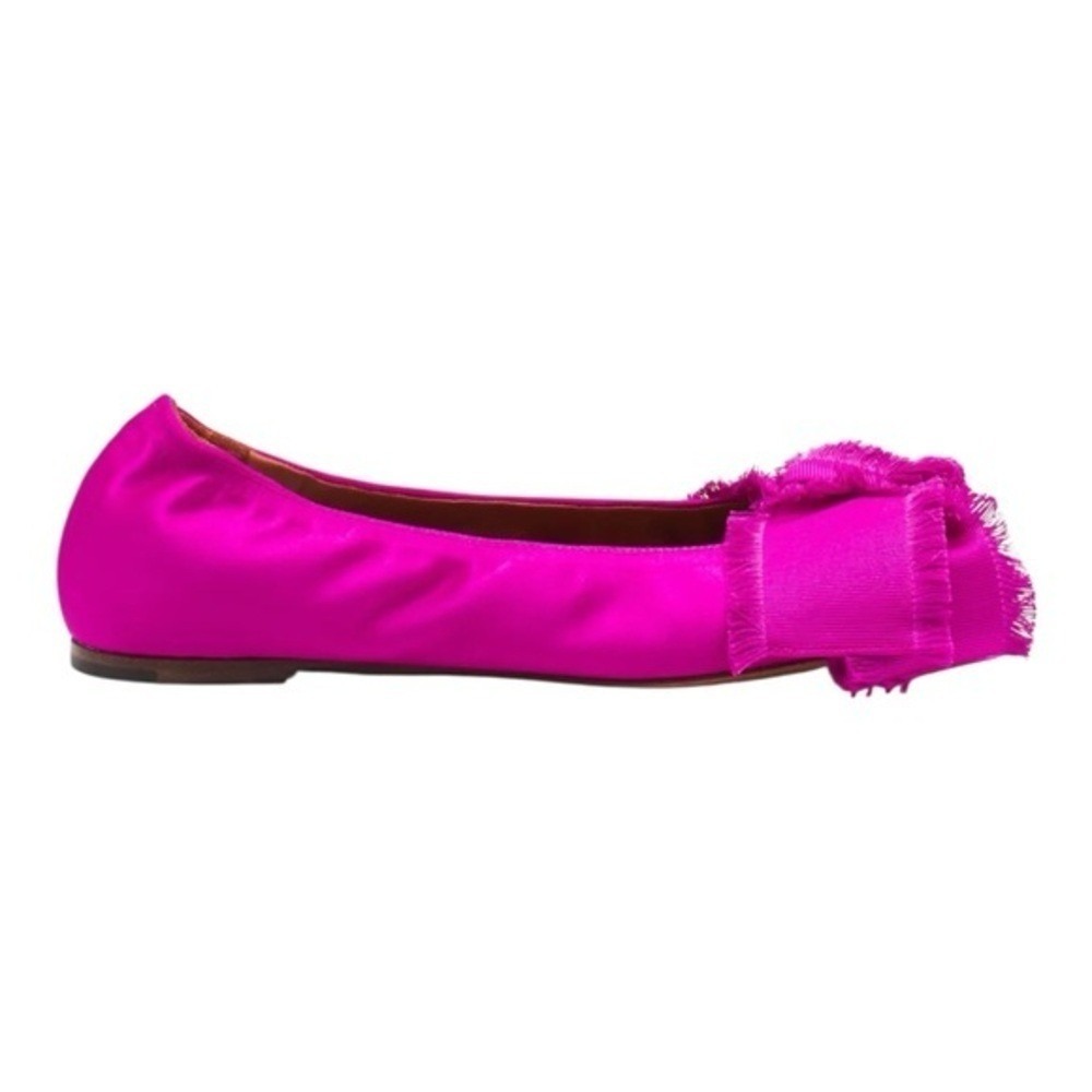 Lanvin Fuchsia Pink Satin Bow Ballet Flats Shoes Made in Italy Size 40 US 9